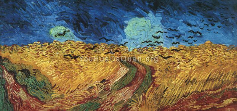 乌云密布的天空和麦田上的乌鸦 - 文森特·威廉·梵高